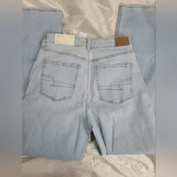 Mom Straight Stretch Light Blue Women's Jeans Size Us8 Long - Picture 2 of 10